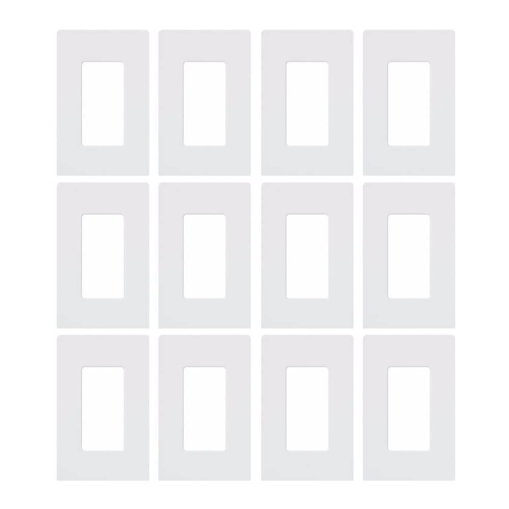 Lutron Claro Light Switch Cover Plate, 1 Gang Wallplate, for Decorator Light Switches, Rocker Light Switch Cover, Outlet Cover, Screwless Switch Plate Cover, Gloss, CW-1-WH-12, White, 12 Pack