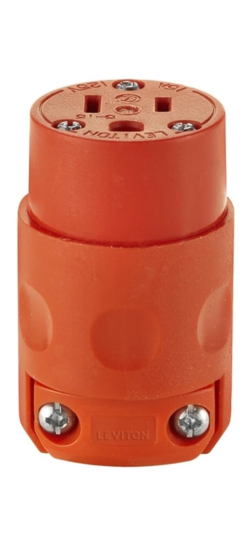 Leviton 15 Amp, 125 Volt, PVC Grounding Cord Outlet, 515CV-OR, Orange