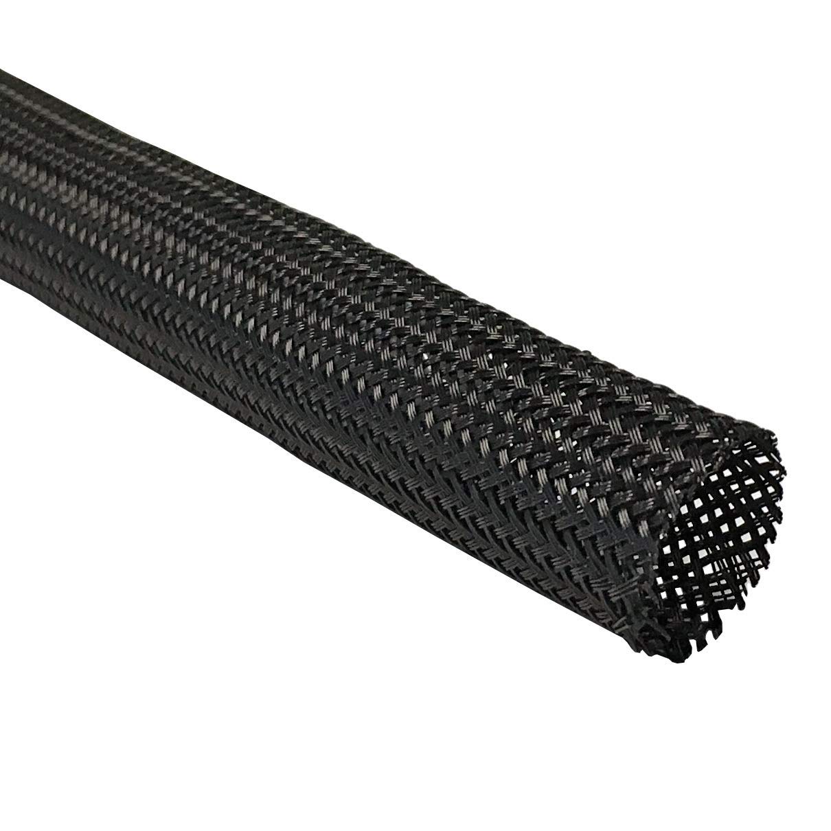 Techflex 1.25 Inch Flexo Clean Cut Braided Cable Sleeve - Black - 10 Feet