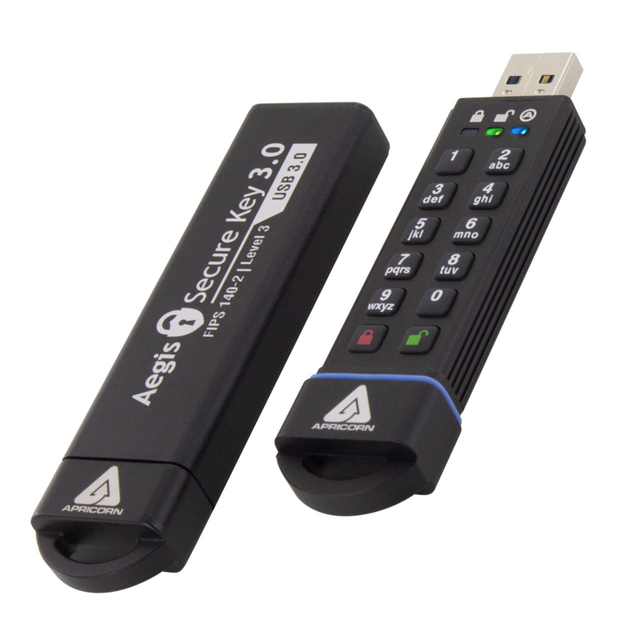 Apricorn 120GB Aegis Secure Key FIPS 140-2 Level 3 Validated 256-bit Encryption USB 3.0 Flash Drive (ASK3-120GB)
