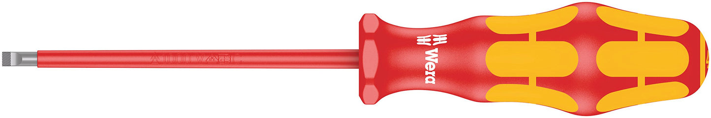 Wera 05006116001 Kraftform Plus VDE 160i Slotted Insulated Screwdriver, Lasertip, 4mm Head, 6" Blade Length