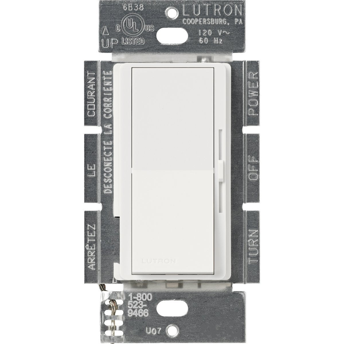 Lutron DVLV-603P-WH 600-Watt Diva 3-Way Low Voltage White Preset Dimmer, White