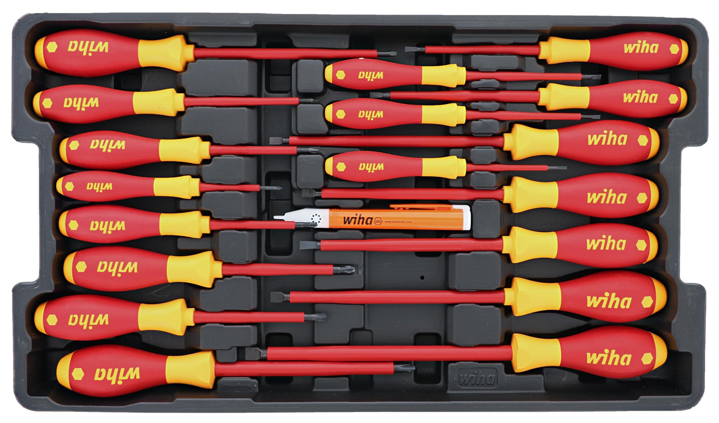 Wiha Insulated Screwdriver Tray Set, 19-Piece Professional Tool Kit