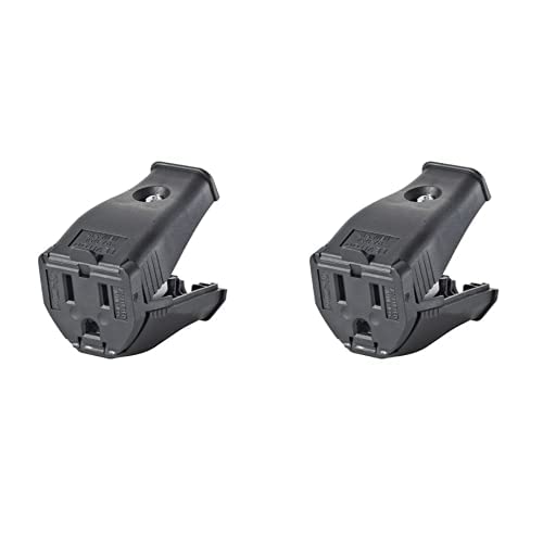 Leviton 3W102-E Clamptite Hinged Cord Outlet, 2-Pole, 3-Wire, 125V, 15A, Thermoplastic, Black (Pack of 2)