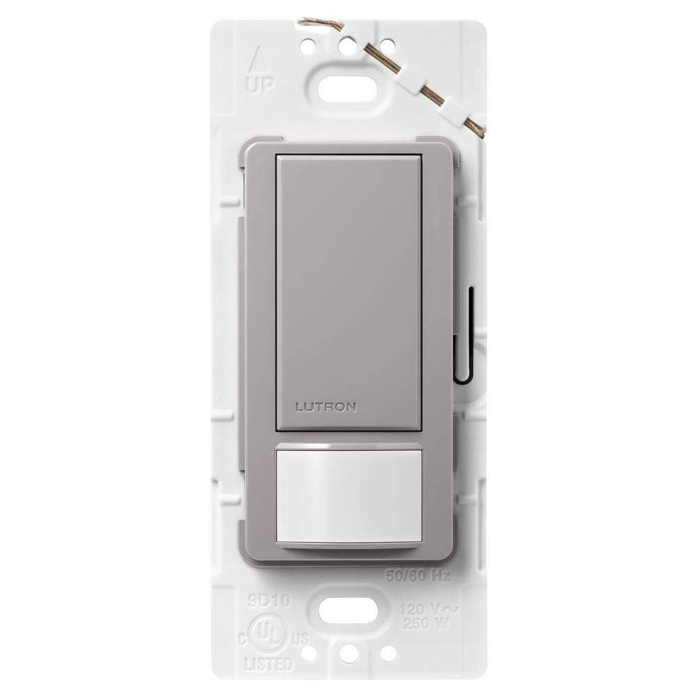 Lutron Maestro Motion Sensor Light Switch Indoor for Bathroom, Garage, Laundry Room, Any Bulbs, Occupancy Vacancy Sensor, Single-Pole, MS-OPS2-GR, Gray