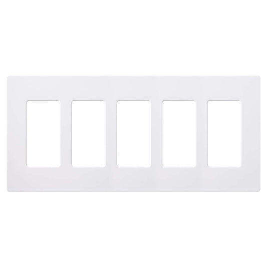 Lutron Claro 5-Gang Screwless White Light Switch Cover Plate, Decorative Rocker Switch Plate & Outlet Cover, Gloss, CW-5-WH