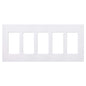 Lutron Claro 5-Gang Screwless White Light Switch Cover Plate, Decorative Rocker Switch Plate & Outlet Cover, Gloss, CW-5-WH