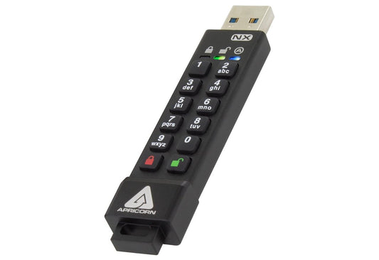 Apricorn 256GB Aegis Secure Key 3 NX 256-Bit Encrypted FIPS 140-2 Level 3 Validated Secure USB 3.0 Flash Drive (ASK3-NX-256GB),Black