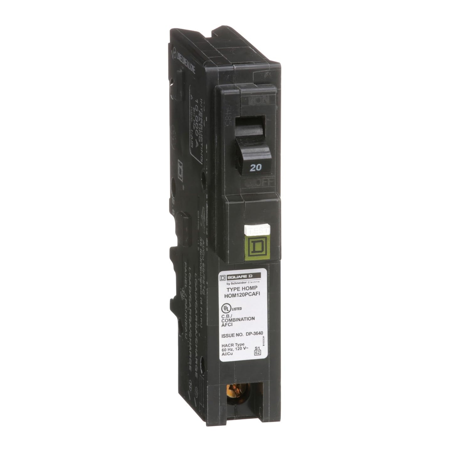 Square D by Schneider Electric Square D - HOM120PCAFIC Homeline Circuit Breaker, 20-Amp, 120V, 1-Pole CAFCI, Plug-On Neutral