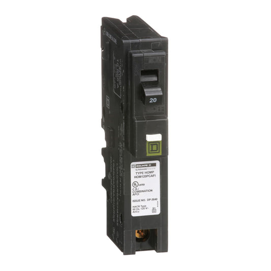 Square D by Schneider Electric Square D - HOM120PCAFIC Homeline Circuit Breaker, 20-Amp, 120V, 1-Pole CAFCI, Plug-On Neutral