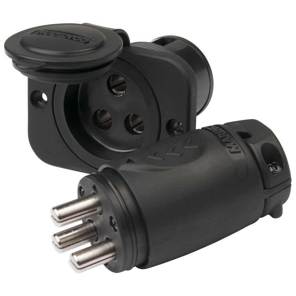 Marinco 12VCPS3 Trolling Motor Plug and Receptacle Kit, DC Electrical Connector, Black, 70 Amp 12/24/36/48V System