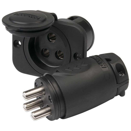 Marinco 12VCPS3 Trolling Motor Plug and Receptacle Kit, DC Electrical Connector, Black, 70 Amp 12/24/36/48V System