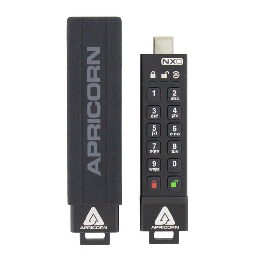 Apricorn 64GB Aegis Secure Key 3 NXC 256-Bit Hardware-Encrypted USB 3.2 Type C Flash Drive, FIPS 140-3 Level 3 Validated (ASK3-NXC-64GB),Black