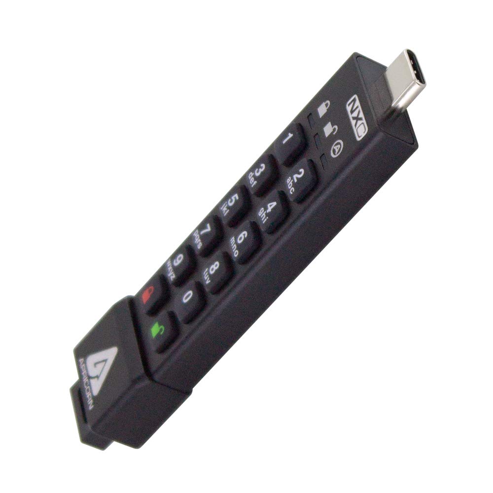 Apricorn 512GB Aegis Secure Key 3 NXC 256-Bit Hardware-Encrypted USB 3.2 Type C Flash Drive, FIPS 140-2 Level 3 Validated (ASK3-NXC-512GB)