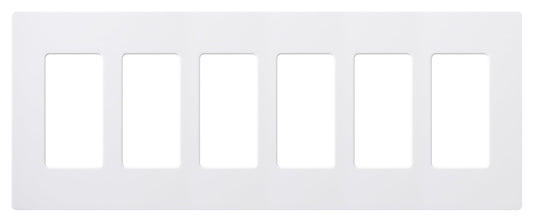 Lutron Claro Light Switch Cover Plate, 6 Gang Wallplate, for Decorator Light Switches, Rocker Light Switch Cover, Outlet Cover, Screwless Switch Plate Cover, Gloss, CW-6-WH, White