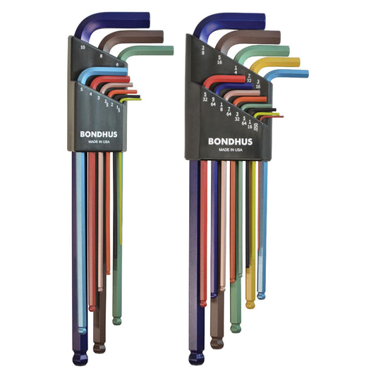 Bondhus 69600 Ball End Double Pack L-Wrench Set with ColorGuard, 13 Piece