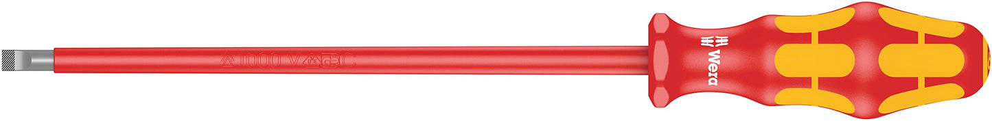Wera 05006126001 Kraftform Plus VDE 160i Slotted Insulated Screwdriver, Lasertip, 6.5mm Head, 8" Blade Length