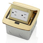 Leviton Pop-Up Floor Box with 15 Amp, Tamper-Resistant Outlet, Brass, PFTR1-BR