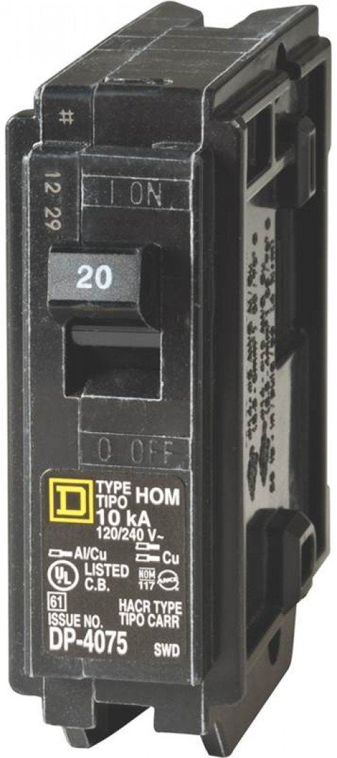 Square D Schneider Electric 20A 1 Pole HO Breaker HOM120C