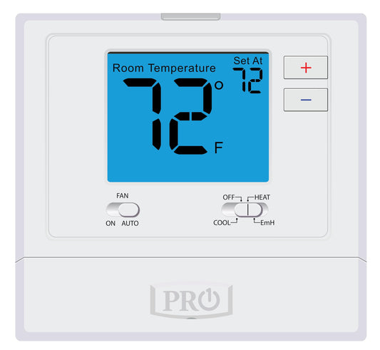 PRO1 T721 Non-Programmable Wall Thermostat, 2H/1C Heat Pump or 1H/1C Conventional System, Digital Home Thermostat