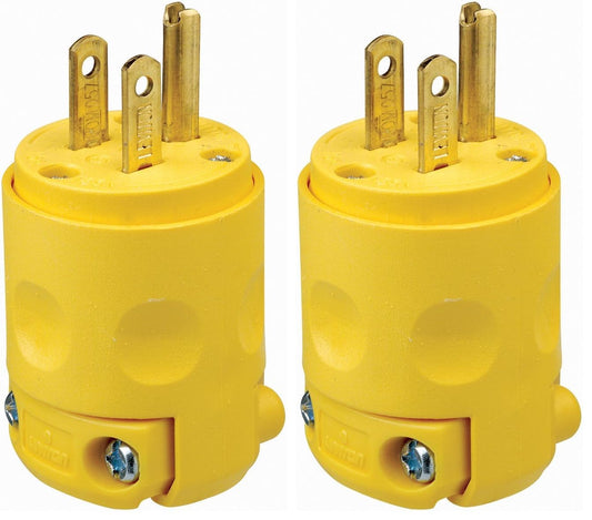 Leviton 515PV 15 Amp, 125 Volt, Grounding Plug, Yellow (Pack of 2)