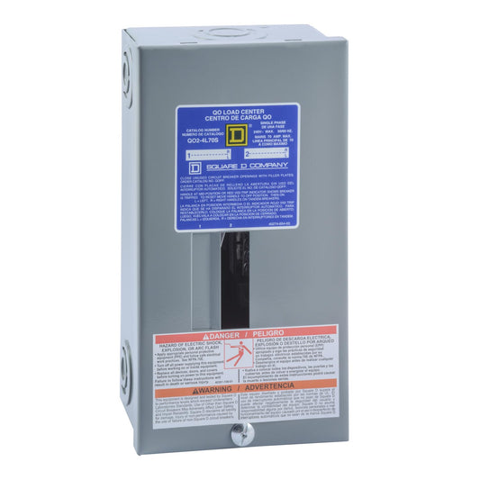Square D - QO24L70SCP QO 70-Amp 2-Space 4-Circuit Indoor Main Lugs Load Center with Surface Mount Cover
