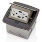 Leviton Pop-Up Floor Box with Dual Type A, 3.6 USB Charger, 20 Amp Outlet, PFUS2-BZ, Bronze