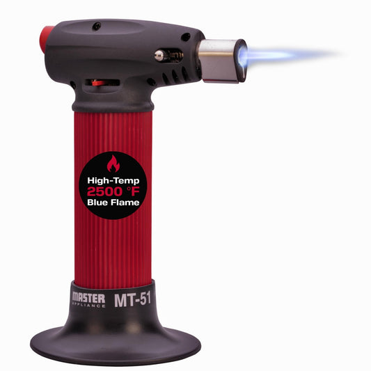Master Appliance MT-51 Professional Butane Torch Lighter, Hand Held Torch Lighter, Adjustable Flame Mini Blow Torch, Refillable with Butane Fuel for Soldering, Electrical Connectors, Kitchen, Cooking