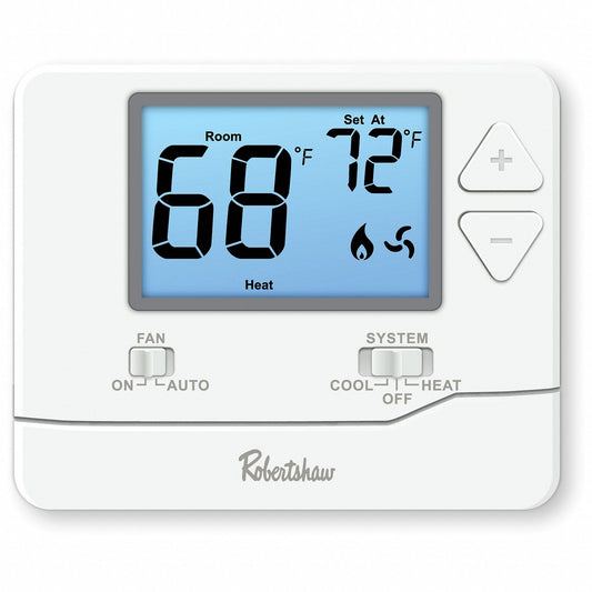 Robertshaw RS8110 Pro Series Non-Programmable Thermostat, White, 1 Heat / 1 Cool for Single-Stage Systems
