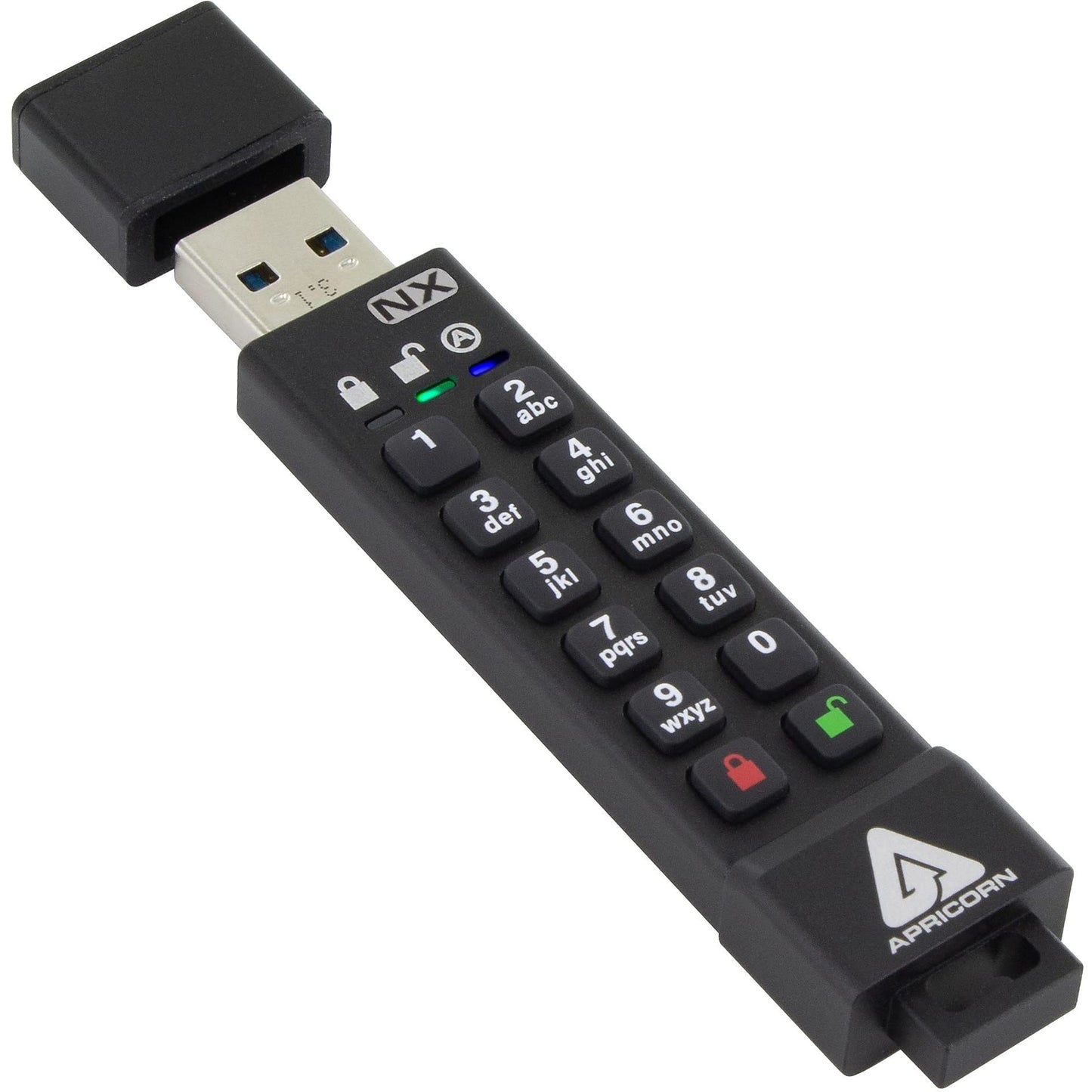 Apricorn Aegis Secure Key 3 NX 64GB 256-bit Encrypted FIPS 140-2 Level 3 Validated Secure USB 3.0 Flash Drive, ASK3-NX-64GB, black