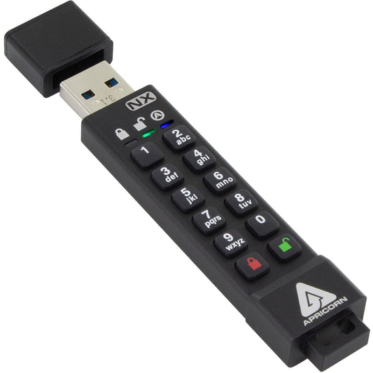 Apricorn Aegis Secure Key 3 NX 64GB 256-bit Encrypted FIPS 140-2 Level 3 Validated Secure USB 3.0 Flash Drive, ASK3-NX-64GB, black