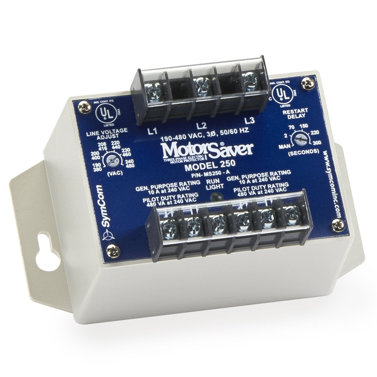 Symcom MotorSaver 3-Phase Voltage Monitor, Model 250A, 190-480V, DPDT Contacts