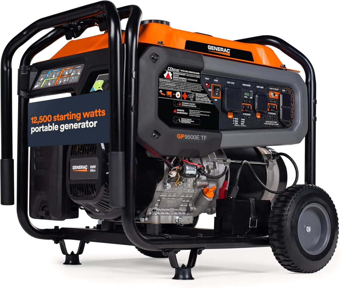 Generac 12,500 Starting Watt Tri-Fuel Portable Generator, Electric Start