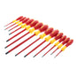 Wiha 32094 Slotted & Phillips Insulated Screwdriver Set, 13 Piece, 1000V VDE, SoftFinish Handle, Black Oxide