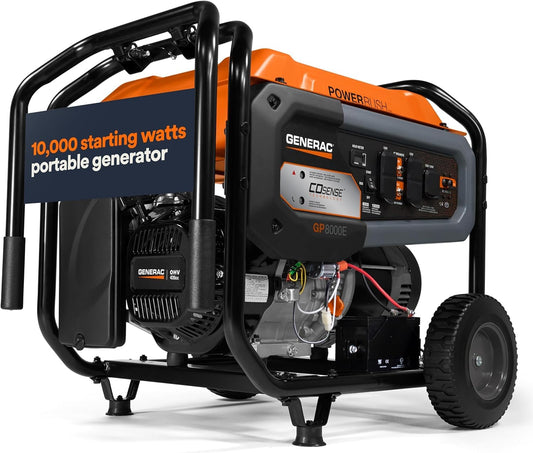 Generac 10,000 Starting Watt Portable Gas Generator, Electric Start
