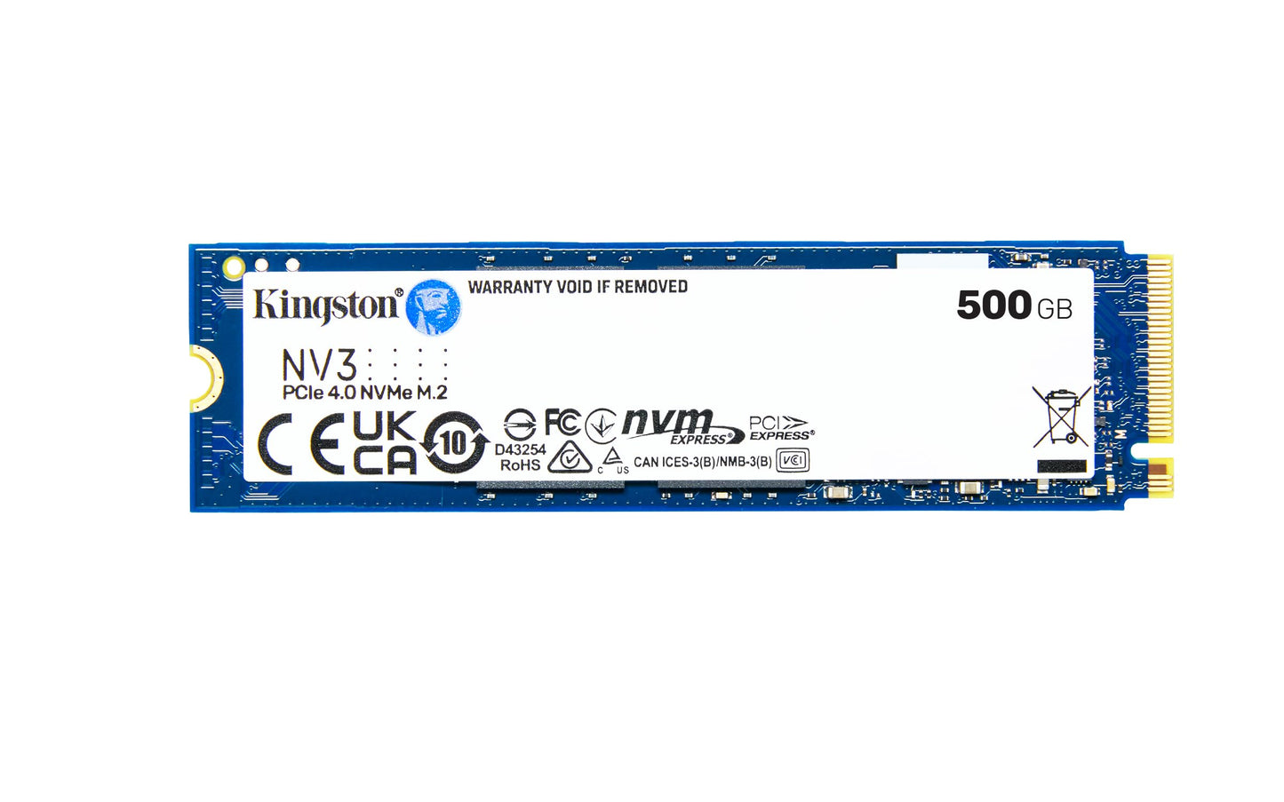 Kingston NV3 500GB M.2 2280 NVMe SSD | PCIe 4.0 Gen 4x4 | Up to 5000 MB/s | SNV3S/500G