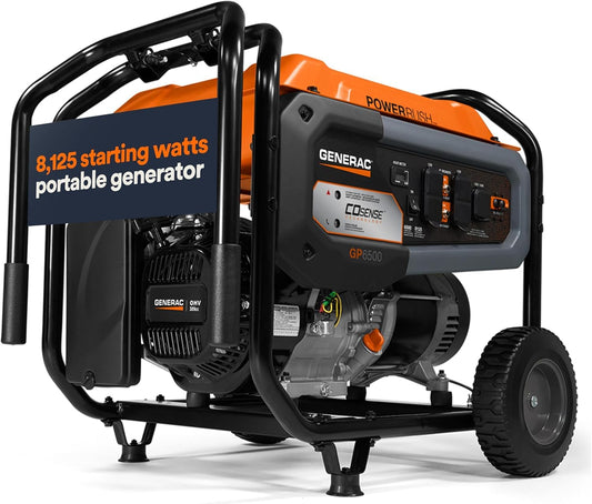 Generac 8,125 Starting Watt Portable Gas Generator, Wheels And Handle Kit