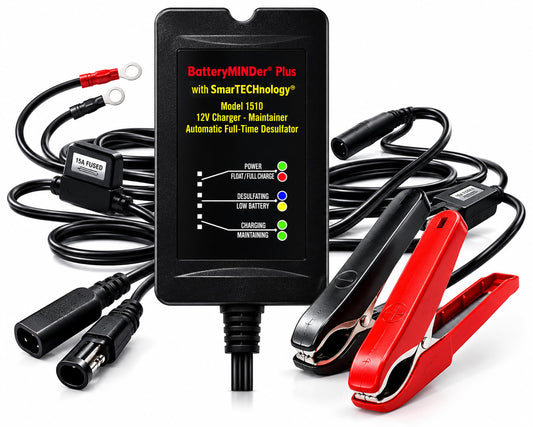 BatteryMINDer 1510 12 Volt-1.5 Amp Smart Battery Charger, Maintainer & Desulfator, Automatic Trickle Charger for Car, Motorcycle, Marine Batteries Ideal for Winter & Long-Term Storage