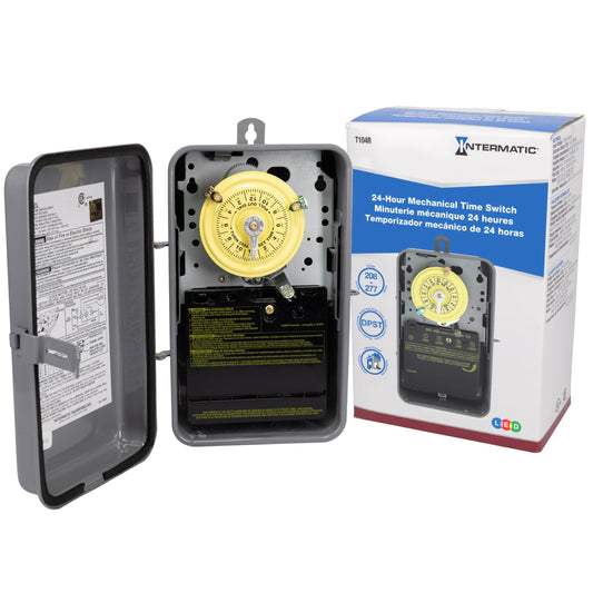 Intermatic T104R Mechanical Timer Switch, 208-277V DPST, Type 3R