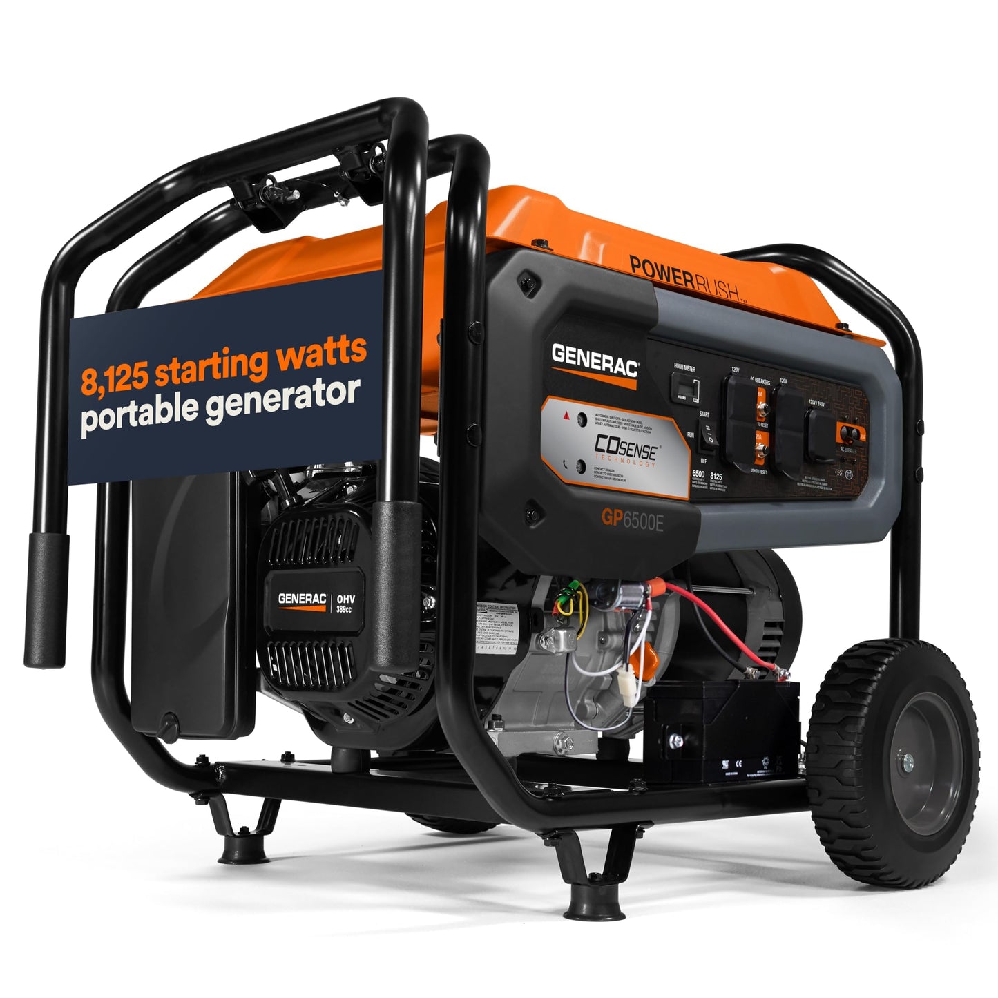 Generac 8,125 Starting Watt Portable Gas Generator, Electric Start