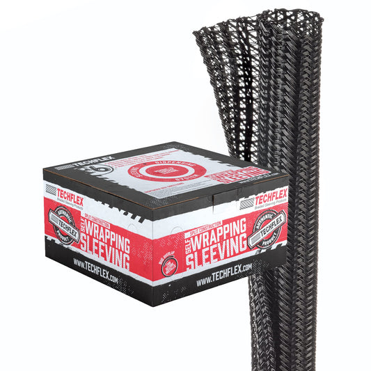 TechFlex 1/2" Split F6 Braided Sleeving Wrap, Split Loom (100FT) F6N0.50BK-100