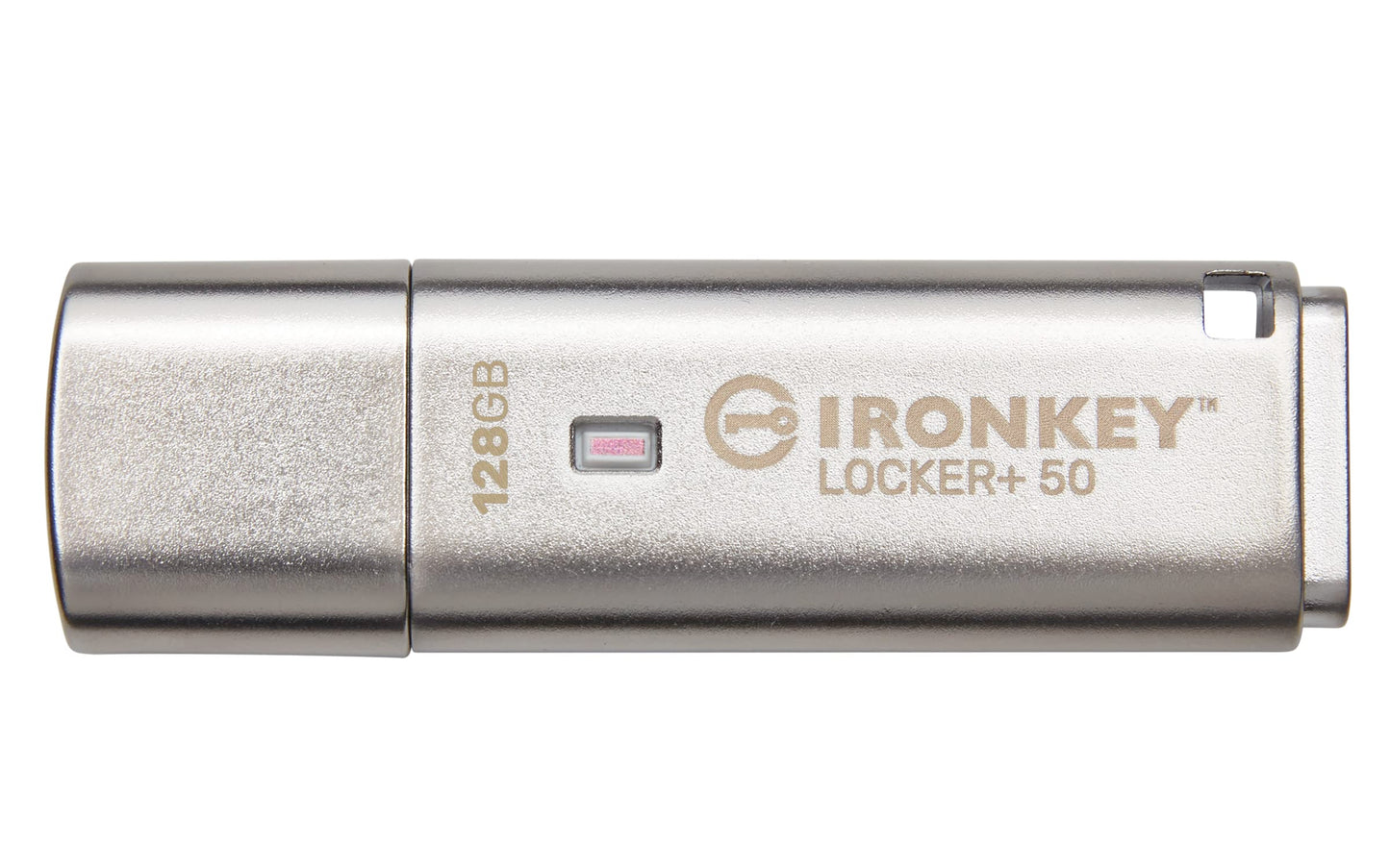 Kingston Ironkey Locker+ 50 128GB Encrypted USB Flash Drive | USB 3.2 Gen 1 | XTS-AES Protection | Multi-Password Security Options | Automatic Cloud Backup | Metal Casing | IKLP50/128GB
