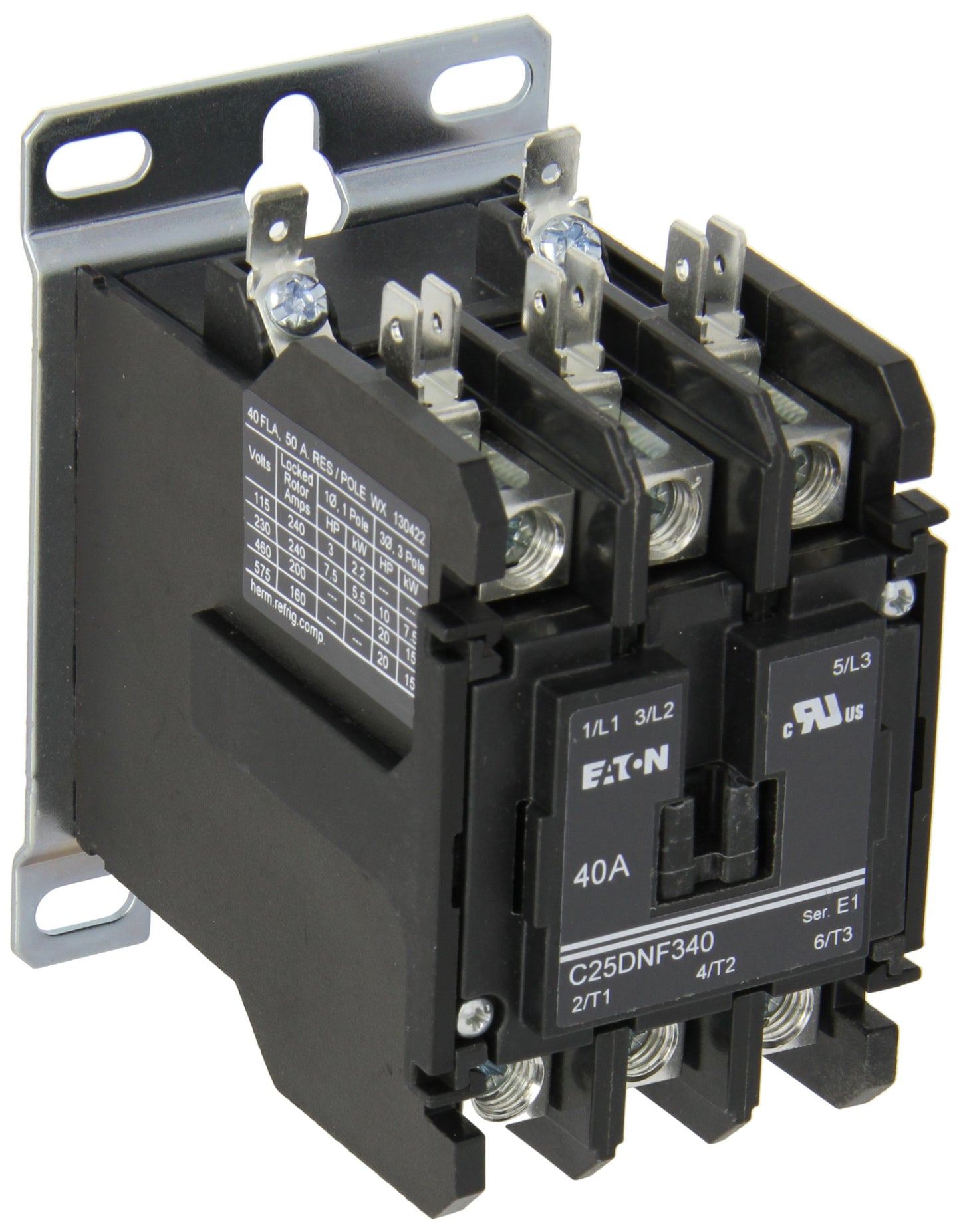 Definite Purpose Magnetic Contactor, 120V AC, 3 P, Non-Reversing, 3 Phase, Quick Connect - 1 Each