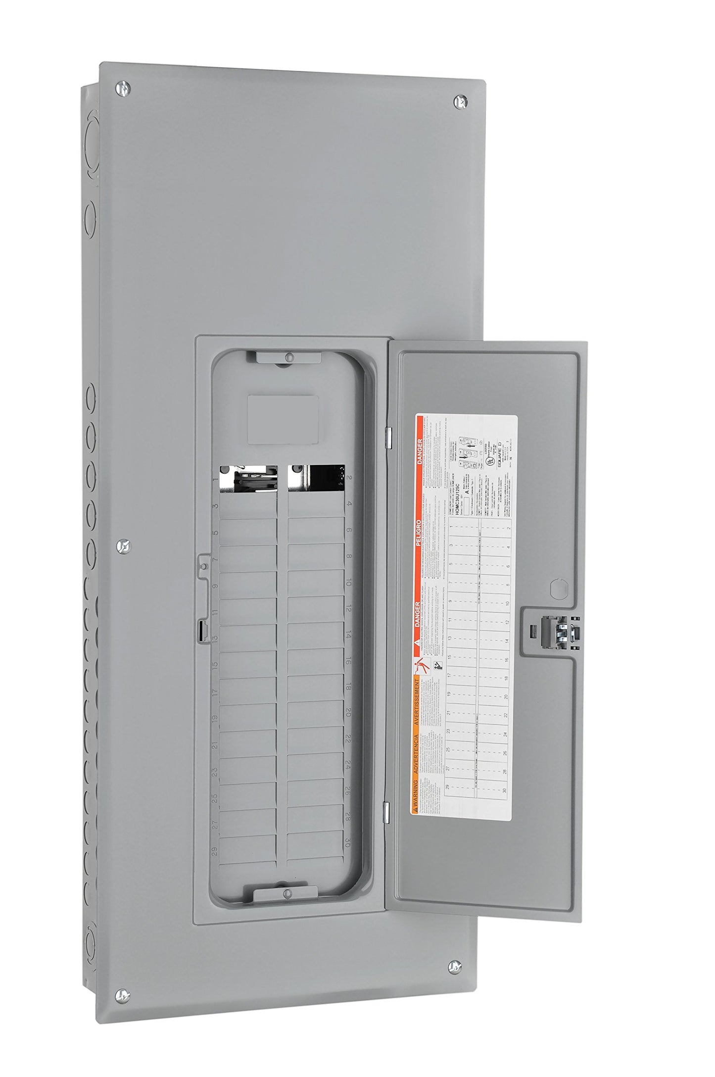 Square D - HOM3060L125PC Homeline 125-Amp 30-Space 60-Circuit Indoor Main Lugs Load Center with Cover, Plug-on Neutral Ready